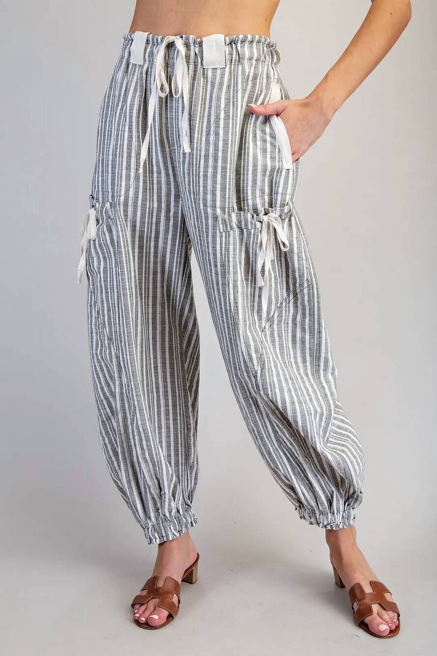 NEW EE:SOME soft washed striped jogger pants in dry herb